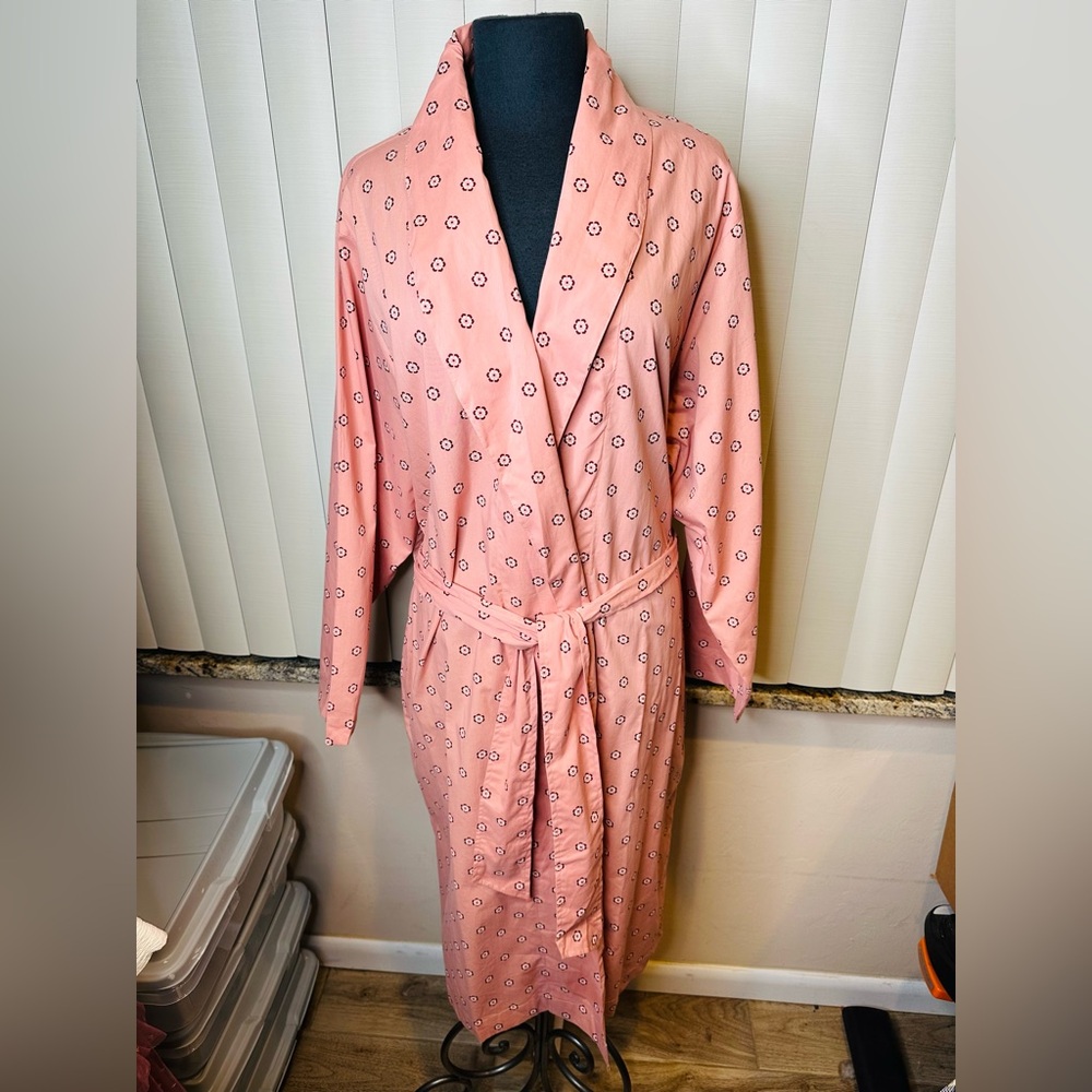 Nordstrom Long Sleeve Pink Glass Petal Geo Floral Robe Belt Size M/L NEW